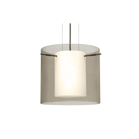 Besa Lighting Pahu 12 Cable Pendant, Trans. Smoke/Opal, Bronze Finish, 1x100W Incandescent 1KG-S18407-BR